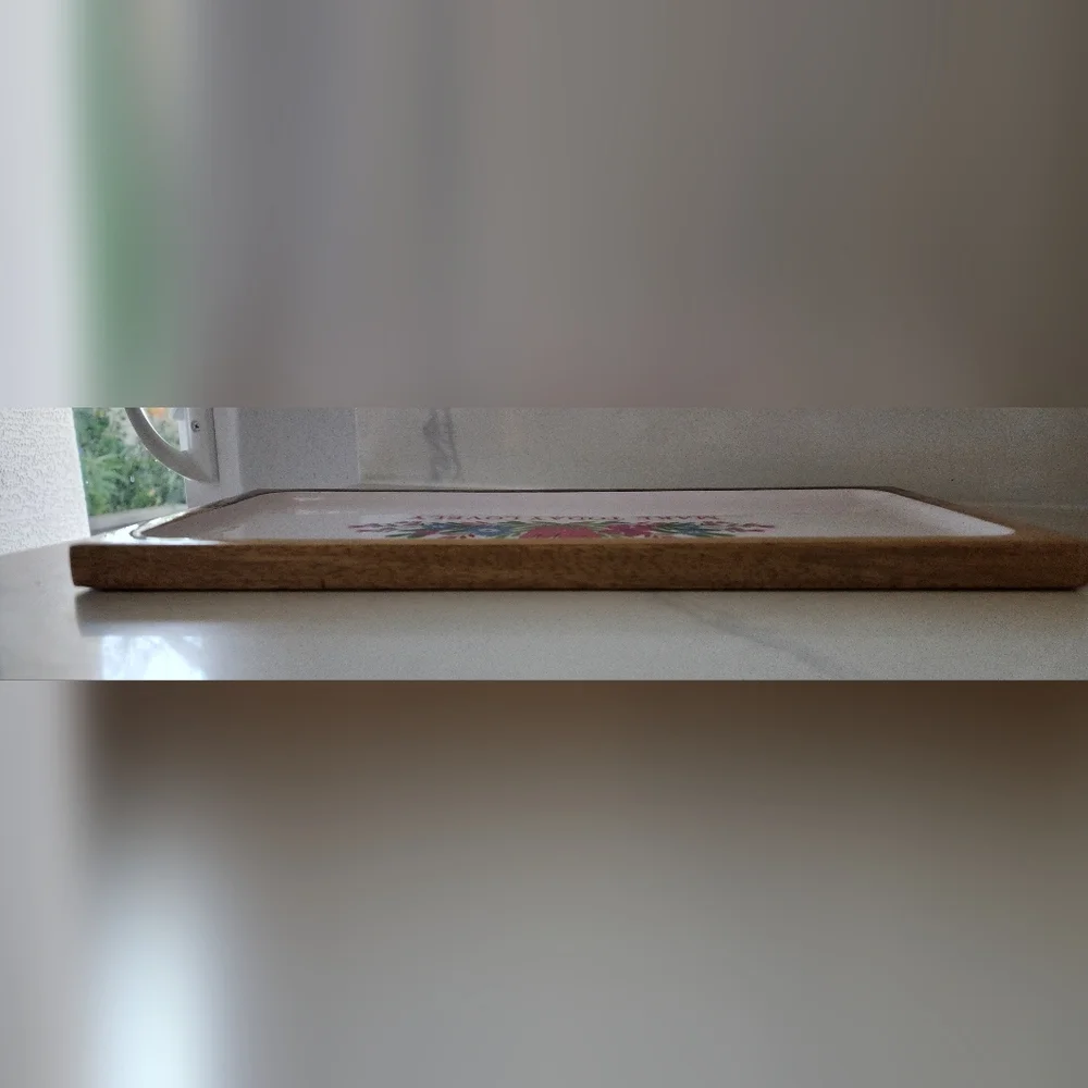 Mango Wood Floral Vanity Tray Platter Catch-all‎ Make Today Lovely New